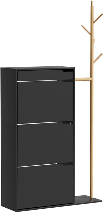 Vicco Ivo Schoenenkast – 90 x 181.5 cm met 3 vakken, 1 lade Zwart
