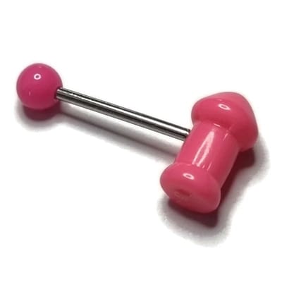 Aramat Jewels | Tongpiercings | Grappige Tongpiercing Acryl Stout Felroze | | | |10mm | Staal | Volwassenen | Verkleurd niet