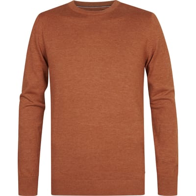 Petrol Industries Trui Heren - Regular Fit - Fijngebreide Trui Mannen - Ronde Hals - 50% Katoen, 50% Acryl - Pullover - Oranje - Maat S