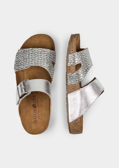 Sandalen met kurken voetbed - zilverkleurig - Gr. 36 van Goldner Fashion