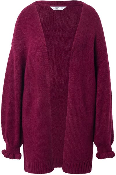 Studio Untold - Dames - Lang vest oversized mouw met rimpeling - Wijnrood - Maat 50+