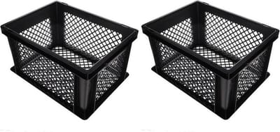 Benson Fietskrat - 4x stuks - zwart - lichtgewicht - 40x30x22 cm - melkkrat