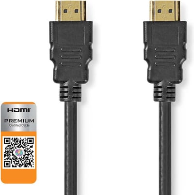 Premium High Speed ​​HDMI-Kabel met Ethernet - HDMI Connector - HDMI Connector - 4K@60Hz - 18 Gbps - 1.50 m - Rond - PVC - Zwart - Polybag