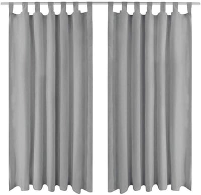 vidaXL 2x Gordijn met Lussen 140x175 cm Microsatijn Grijs Gordijnen Zonwering