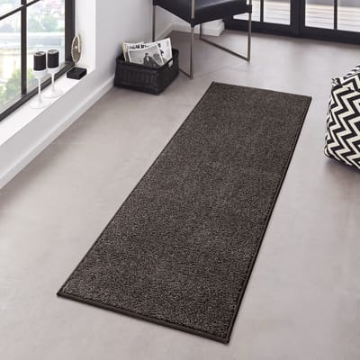 Flycarpets Pure Loper / Vloerkleed Antraciet - Laagpolig Tapijtloper - 80x400 cm