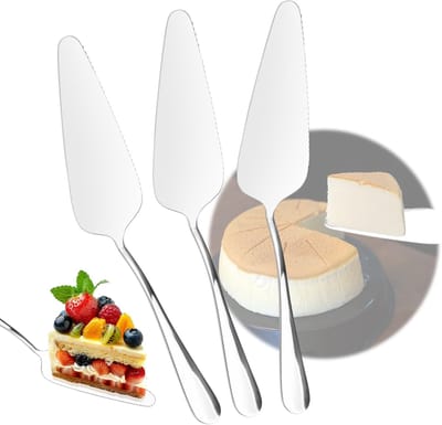 Dailygoody - Taartlift Set - Professionele Cake Server - Ergonomische Handgreep - 3 Stuks - Gekarteld Design - Perfect Voor Feestjes