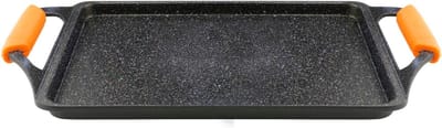 SNJY® Grillplaat Inductie - Bakplaat Inductie - Grill Apparaat - Aluminium Pan - 37 x 25 cm - Zwart