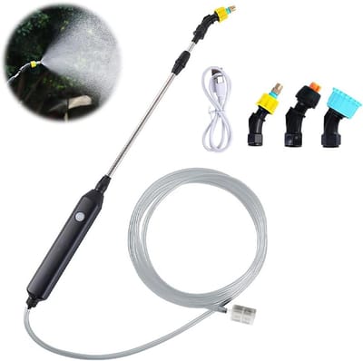 JGS Premium - Accudrukspuit elektrische drukspuit voor tuin met USB-oplaadfunctie Verbeter uw tuinverzorging met deze elektrische drukspuit, inclusief 3 sproeiers en 5 m slang! Ideaal voor elektrisch water geven van planten en bloemen.