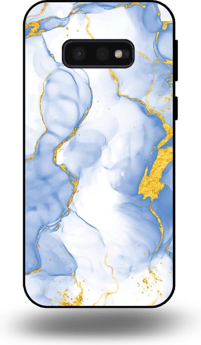 Smartphonica Telefoonhoesje Geschikt voor Samsung Galaxy S10E met Lichtblauw Goud Marmer Opdruk - TPU Backcover Case Lightblue Gold Marble Design geschikt voor Samsung Galaxy S10E