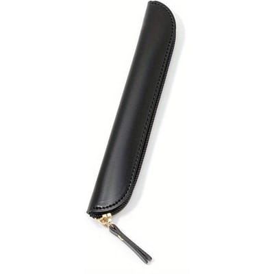 Trousse à crayons en cuir synthétique faite à la main, étui à stylos, papeterie, sac de rangement créatif à fermeture éclair, housse de protection pour fournitures scolaires noir