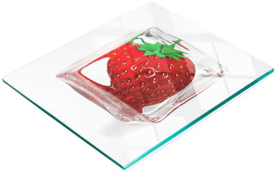 Multifunctionele decoratieve snijplank van gehard staal voor de keuken, aardbeienijs, 60x52 cm
