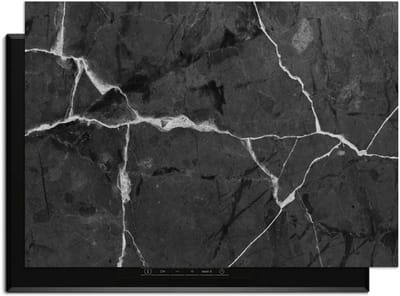 KitchenArt - Marble Charcoal - Inductie Beschermer - 83x51.5 cm - Kookplaat Beschermer - Luxe Afdekplaat Inductieplaat - Anti-slip & Oprolbaar - Beschermmat Inductiekookplaat