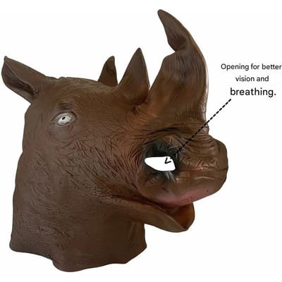 Neushoornmasker, dierenhoofddeksel feestmasker Adult size bruin