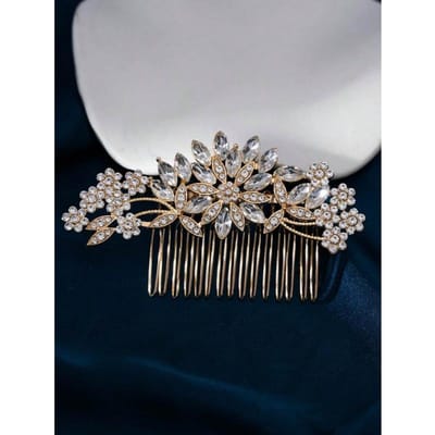1 pièce Peigne à cheveux en alliage Strass Design Fleur de Prunier pour Femmes, Fête, Mariage, Photographie one-size or