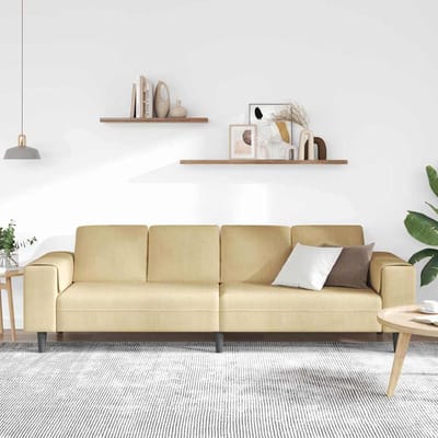 vidaXL - Bank - Grijs - Groen - 250 - x - 77 - x - 76 - cm - Corduroy - stof