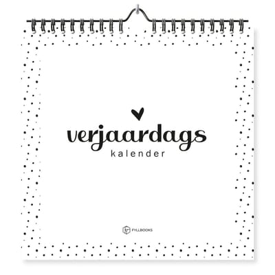 Fyllbooks - Verjaardagskalender - Kalender Verjaardagen - Zwart Wit - 13 Pagina's