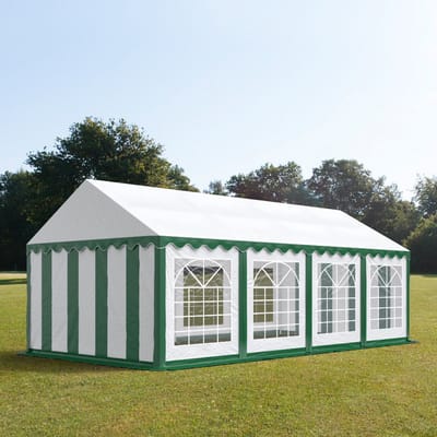 Partytent feesttent 4x8 m tuinpaviljoen -tent PVC 700 N in groen-wit waterdicht