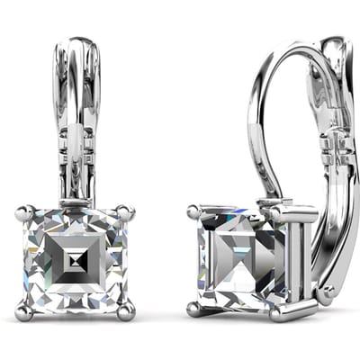 Vierkante oorbellen - Zilver en kristal