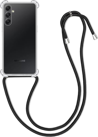 Hoesje Geschikt voor Samsung Galaxy A34 - Met Koord - Shock Proof - Siliconen Case - Back Cover - Telefoonkoord - Telefoon Hoes Shockproof - Telefoonketting - Transparant
