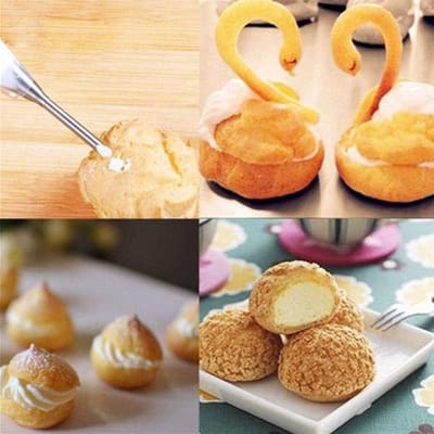 Crème Puff Vulgereedschap - Roestvrijstalen Piping Nozzles - Herbruikbare Tips - Cupcakes & Soezen - Assortiment van Kleuren