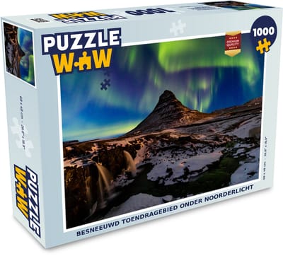 Puzzel Besneeuwd toendragebied onder noorderlicht - Legpuzzel - Puzzel 1000 stukjes volwassenen