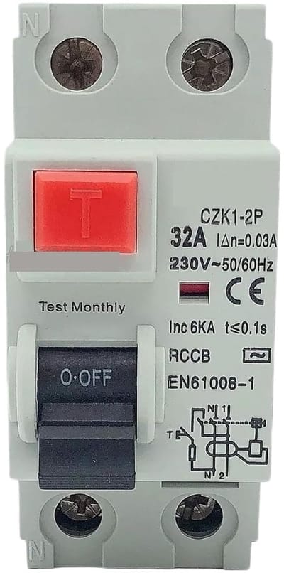 Aardlekschakelaar - Stroomonderbreker - Veilige Stroomvoorziening - Type A B AC - 30mA - Wit