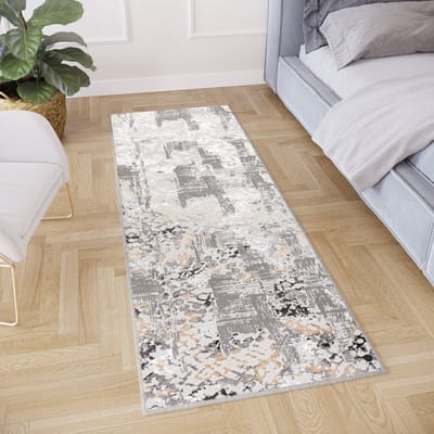 Tapiso Crystal Loper Tapijtloper Lichtgrijs Modern Laagpolig Vloerkleed Maat- 100x250