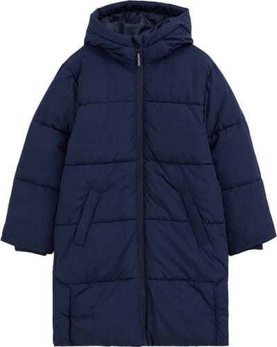 WE Fashion Meisjes gewatteerde lange jas met capuchon