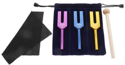 Stemvorkset - Stemvorken zijn ideaal voor genezing, chakra's, klanktherapie en het behouden van een perfecte harmonie van lichaam, geest en ziel - geschikt voor meditatie en genezing - Kleur 4225+4096+4160Hz + accessoires