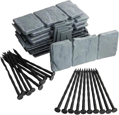 Tuinrand Set - Kunststof randen - Gazon scheiden - Tijdbesparende montage - 20 stuks - Zwart