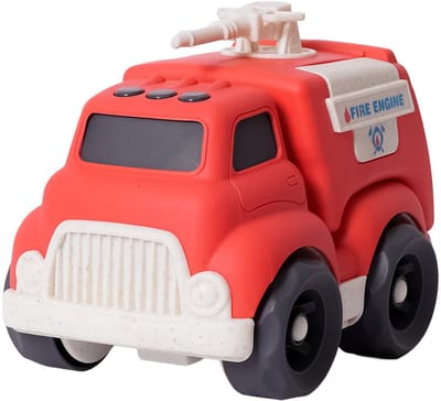 Speelgoedtopdeals - BIOplastic Brandweerwagen - Cartoonversie - 18 cm - Duurzaam speelgoed