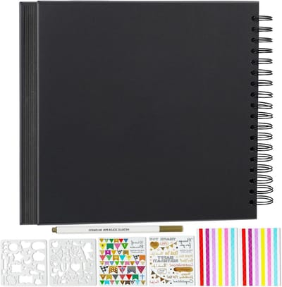 DIY Scrapbook Album 10 x 10 Inch Hardcover Kraft met 20 Bladen voor Herinneringen, Familie, Bruiloften en Verjaardagen (Zwart)