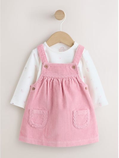 Next - Meisjes - 2-delige corduroy babyset van romper en overgooier - Roze