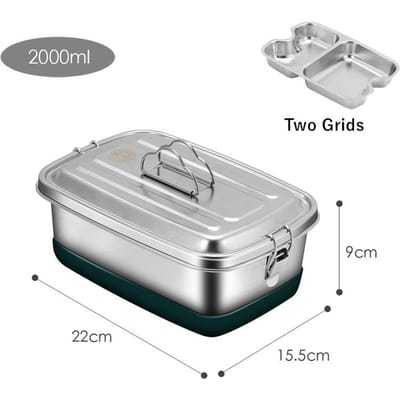 304 Staal Lunchbox Dubbele Laag Afgesloten Thermische Bento Box Handige Voedsel Vershoudende Bewaarcontainer Verwarmingsschaal