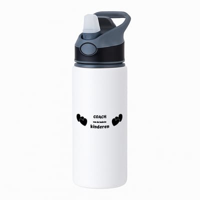 Hacebo® - coach van de leukste kinderen waterfles met rietje zwart - Coach - de leukste coach - verjaardag - cadeautje voor coach - kado - geschenk - water fles - 650ML