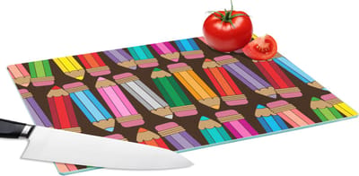 Glazen Snijplank - 39x28 - Potlood - Patronen - Abstract - Regenboog - Snijplanken Glas