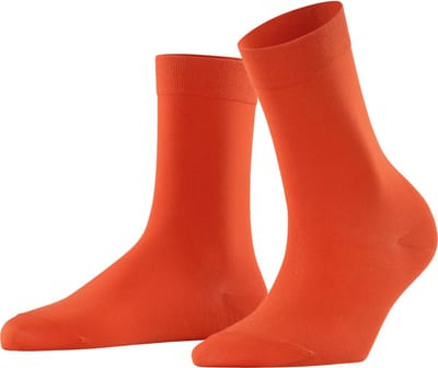 FALKE Cotton Touch eenkleurig katoen sokken dames orange - maat 35-38
