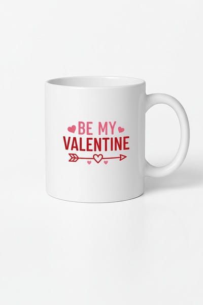 Valentijn Mok 'Be My Valentine' met Liefdevolle Hartjes & Pijl - Wit Keramiek Cadeau