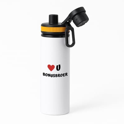 Hacebo® - love u bonusbroer waterfles met draaidop oranje - Broer - de liefste broer - verjaardag - cadeautje voor broer - broer artikelen - kado - geschenk - water fles - 850ML