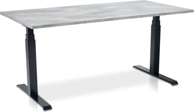 Zit-sta bureau elektrisch verstelbaar - MRC PRO NEN-EN 527 | 180 x 80 cm | frame zwart - blad betonlook - met kabelmanagement | memory functie met USB | 150kg draagvermogen