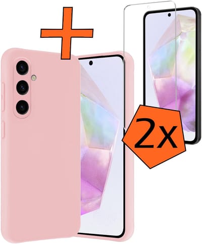 Hoes - Met 2x Screenprotector - Geschikt voor Samsung Galaxy A36 - Sterk & Shockproof - Back Cover - Siliconen Case - Telefoon Hoes - Lichtroze