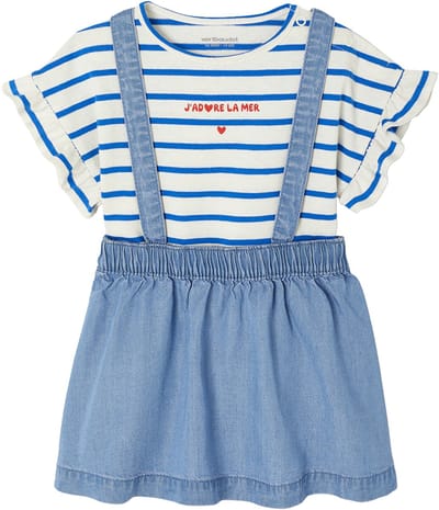 Vertbaudet T-shirt + rok met bretels babyset