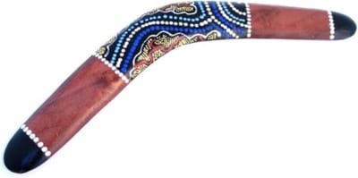 Decoratieve Houten Boemerang 40 cm - Aboriginal Dot Painting Stijl