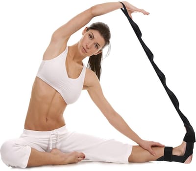 Yoga Stretch Strap - Beenstretchband met 7 verstelbare lussen - Fascia Stretcher voor fysiotherapie - Voor verlichting van plantaire fasciitis, pilates, dans, gymnastiek (zwart)