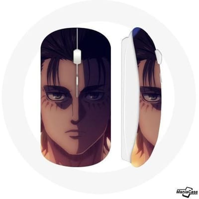 Draadloze Muis - Eren Yeager - Attack on Titan - Compatibel met Mac en PC - USB-stick inbegrepen - Wit