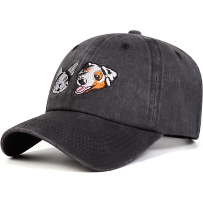 Unisex Hond Borduurwerk Baseball Caps Lente Herfst Buiten Verstelbaar Casual Hoeden Zonbescherming Hoed Sport Cap donkergrijze kleur