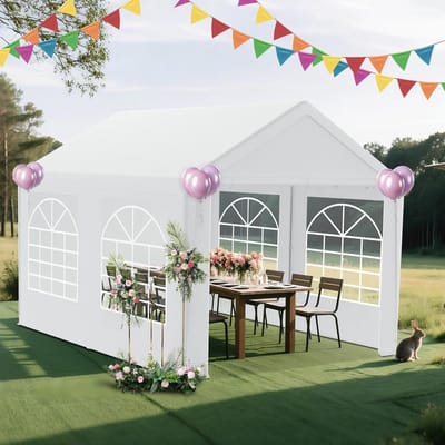 Stabiel paviljoen - Partytent feesttent - Buitenfeesten organiseren - Sterk stalen frame - 3 x 4 meter - Wit