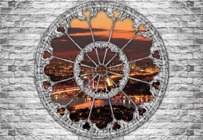 Fotobehang View City Sunset | XL - 208cm x 146cm | 130g/m2 Vlies