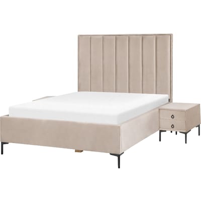 SEZANNE - Slaapkamerset - Taupe - 140 x 200 cm - Fluweel