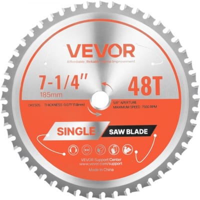 VEVOR cirkelzaagblad (185 mm φ & 48 scherpe tanden & 1,8 mm dikte) Ideaal voor staal en aluminium, compatibel met cirkelzaag, gelegeerd stalen zaagblad met geluiddempende verwarmingskanalen